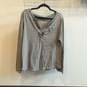 NorthCrest Hunter Green and Sand Striped Long Sleeve